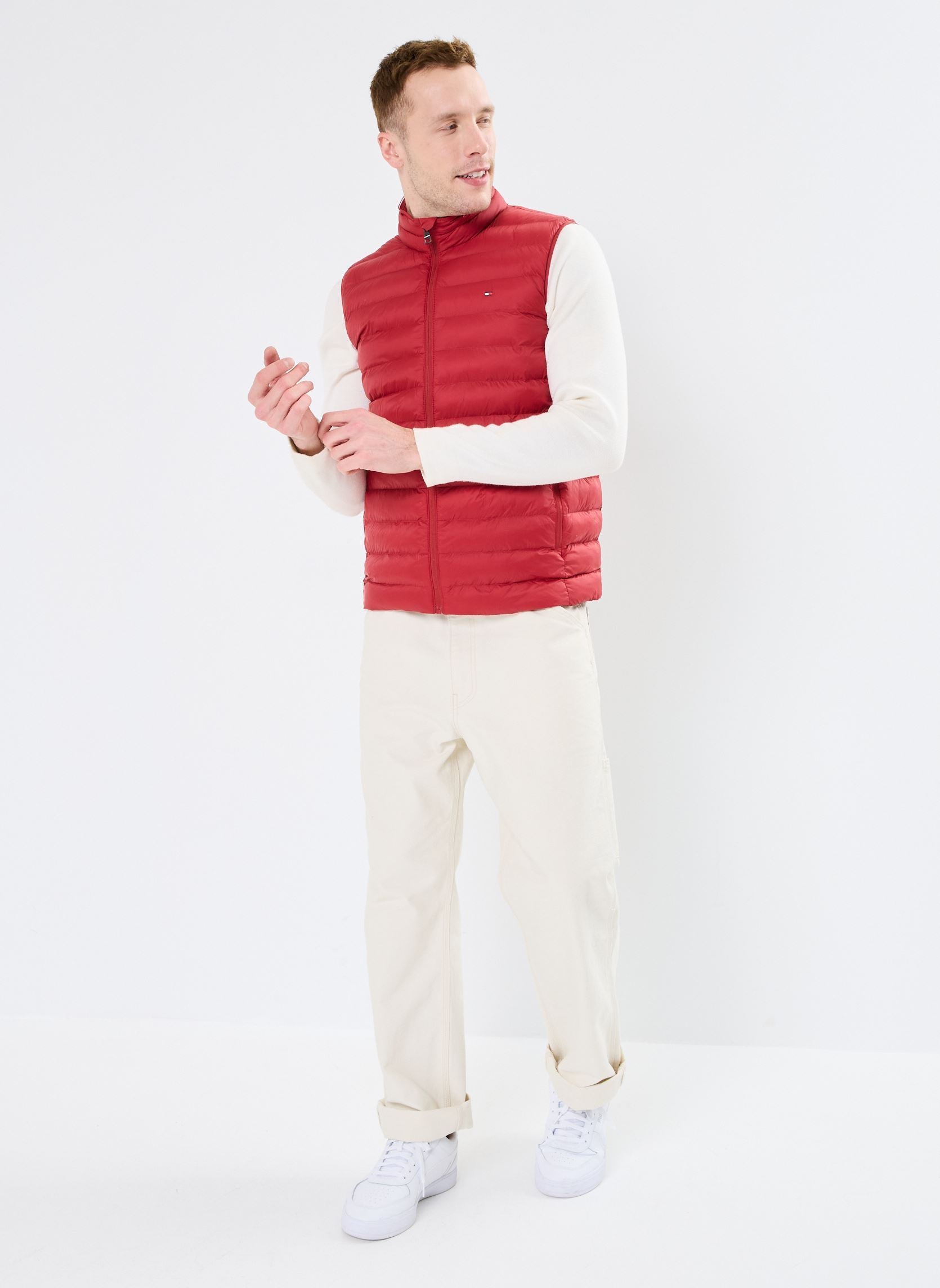 Doudoune sans Manches Rouge Homme Tommy Hilfiger – Veste Mi-saison Duvet Légère et Déperlante