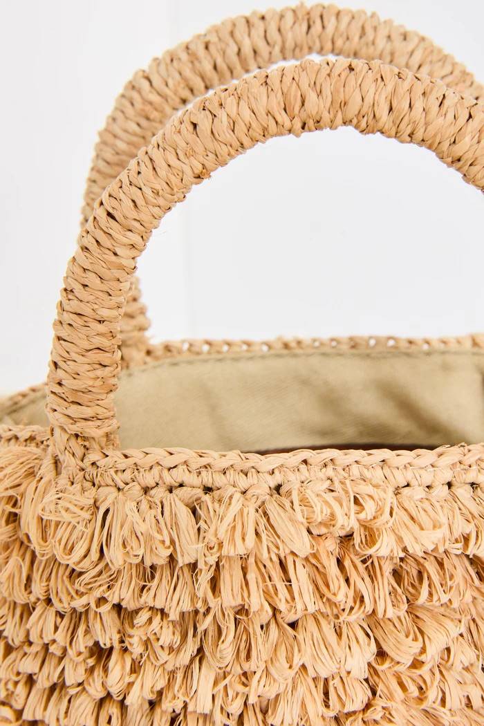 Mini-bag Naka Raphia Naturel - Sac Artisanal à Franges Madagascar
