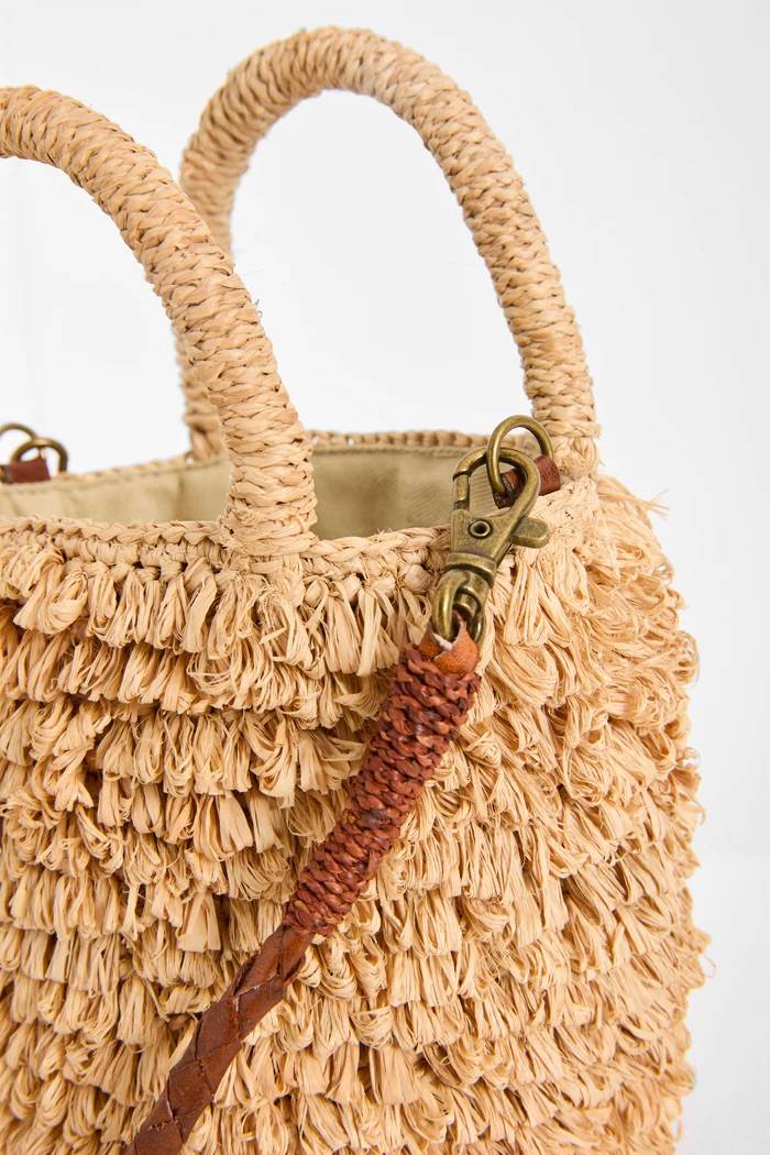 Mini-bag Naka Raphia Naturel - Sac Artisanal à Franges Madagascar