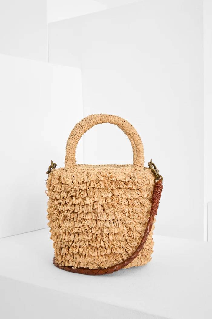 Mini-bag Naka Raphia Naturel - Sac Artisanal à Franges Madagascar