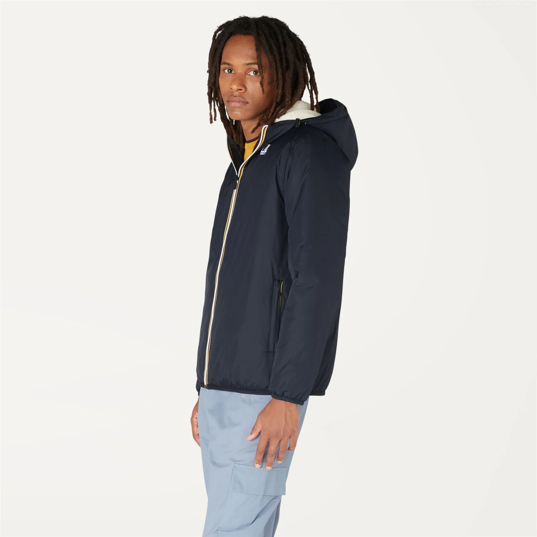 K-Way Le Vrai 3.0 Claude Orsetto Blue Depth - Veste courte unisexe doublée en Sherpa
