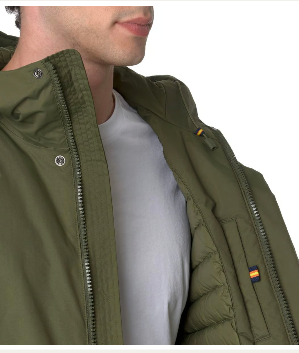 K-Way Thomas Warm Ottoman Homme Green Cypress – Veste imperméable, coupe-vent et chaude | Boutique Urban Chic