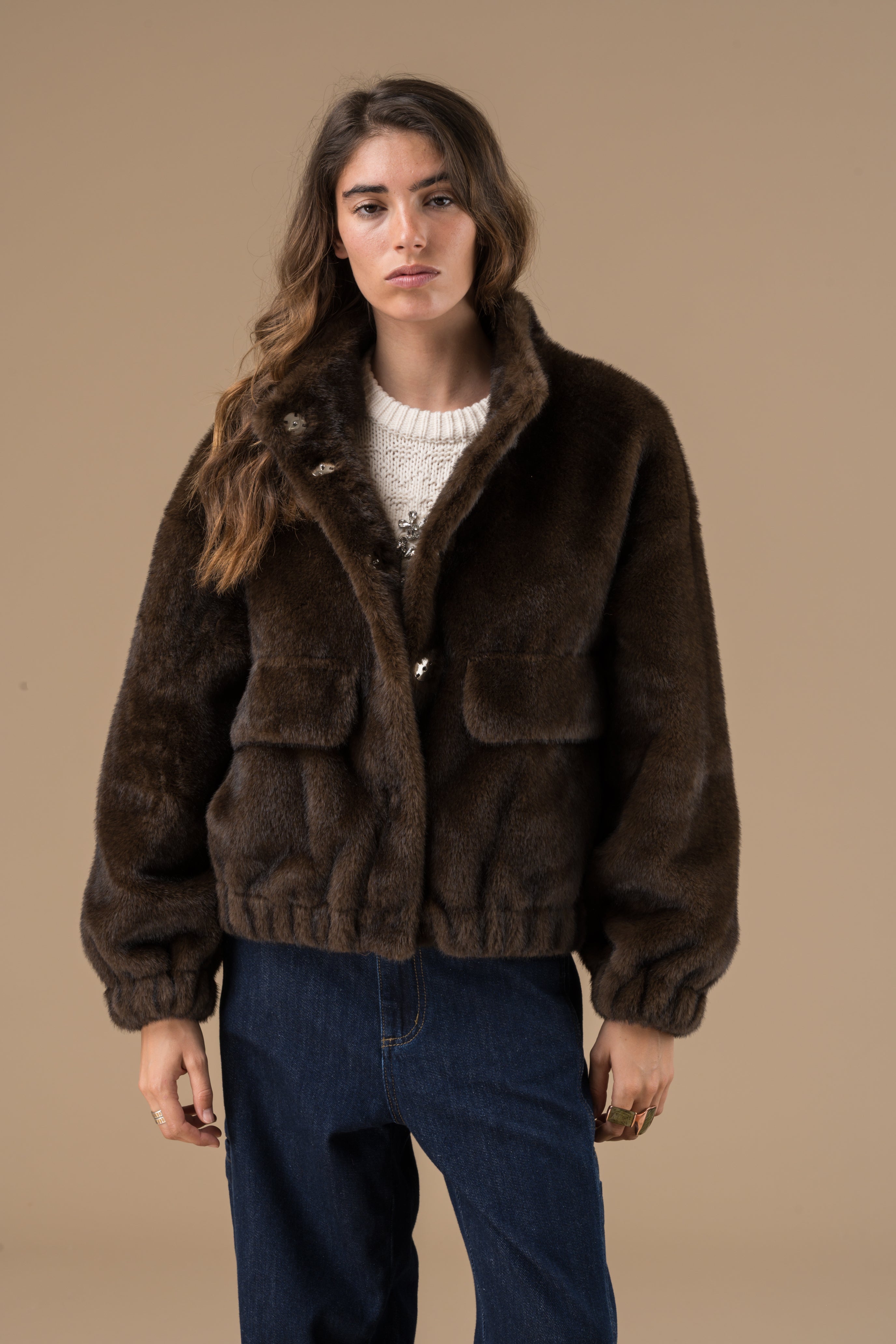 Fourrure Femme Marron Chocolat Milana | Veste Douce Adoré Paris – Parka Hiver Urbanchic