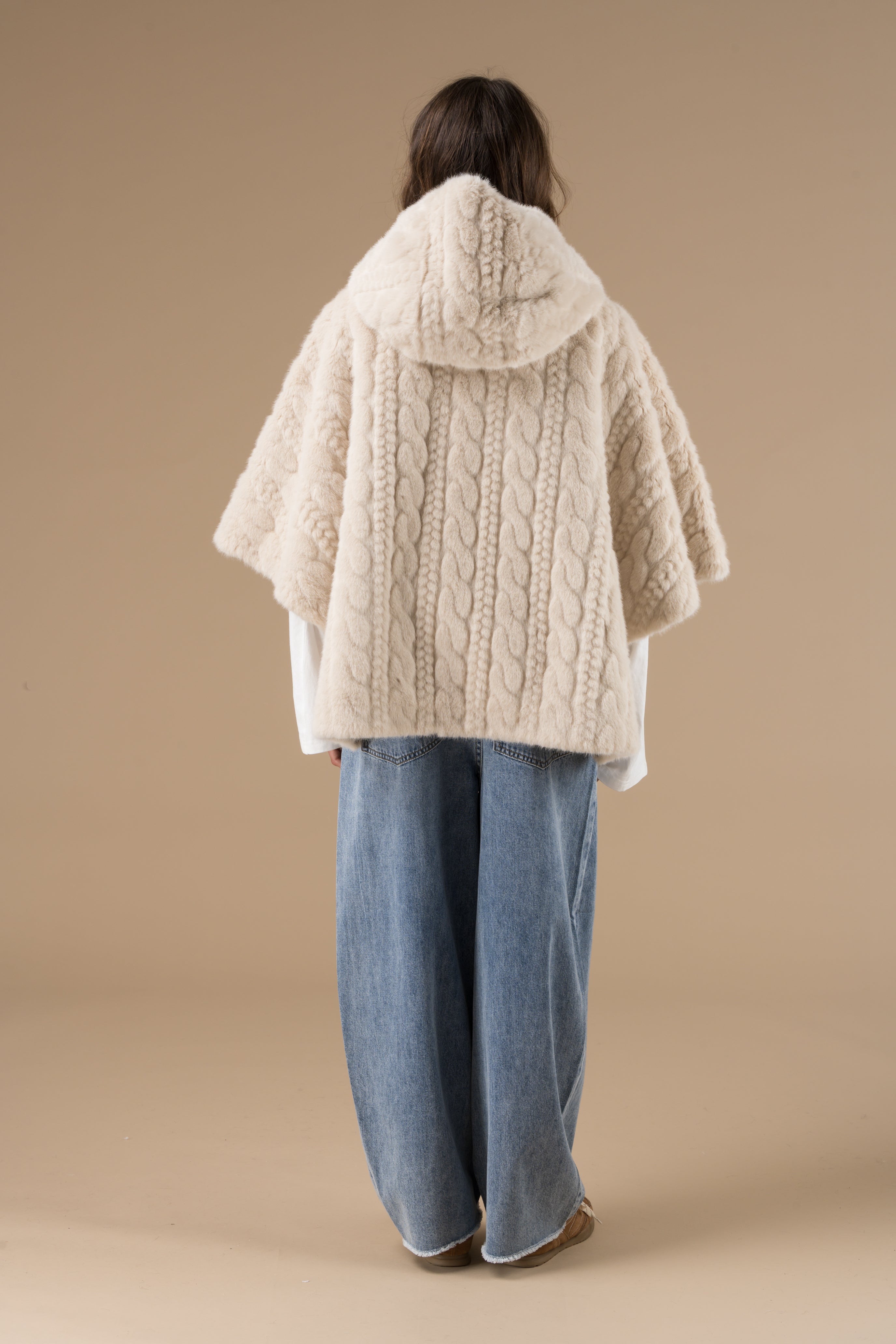 Manteau Fausse Fourrure Abella Femme Beige Adoré Paris - Chaud
