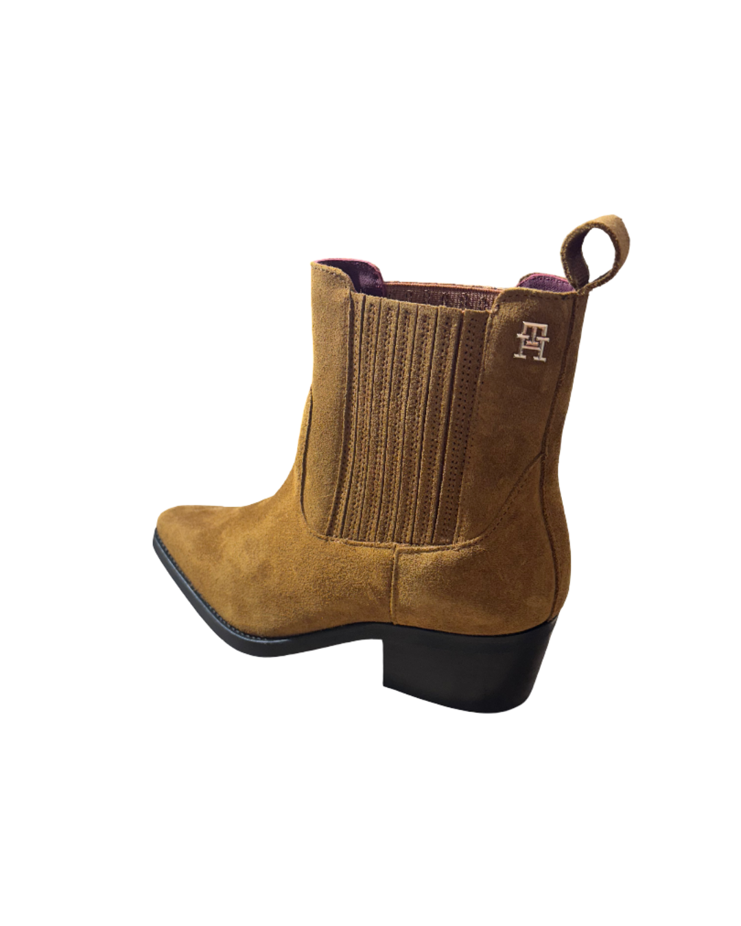 Bottines femme suède camel Tommy Hilfiger – bottes cowboy confort, élastiques