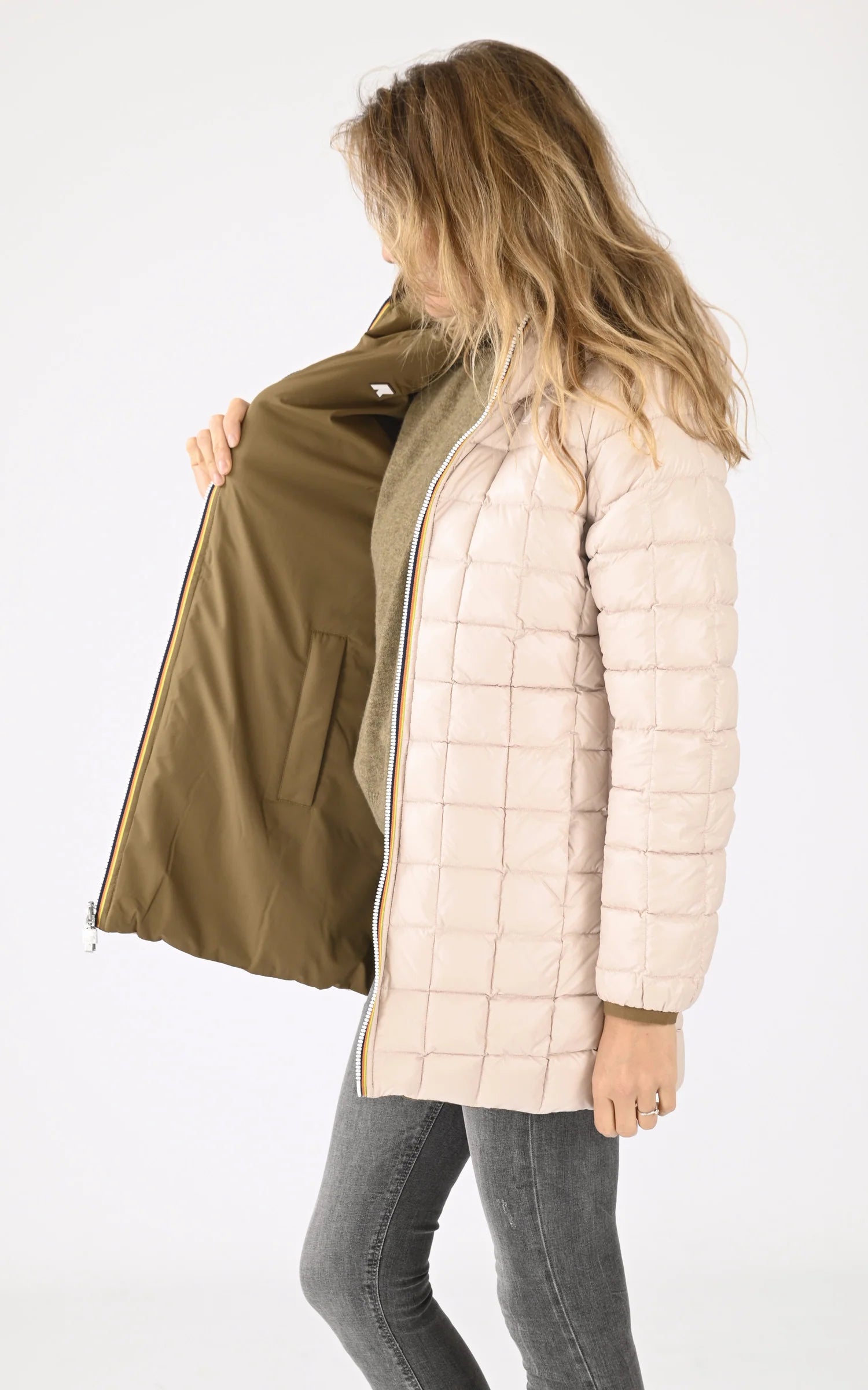 K-Way Klassic GMU Femme Réversible Marron Rose – Veste Imperméable Élégante Hiver