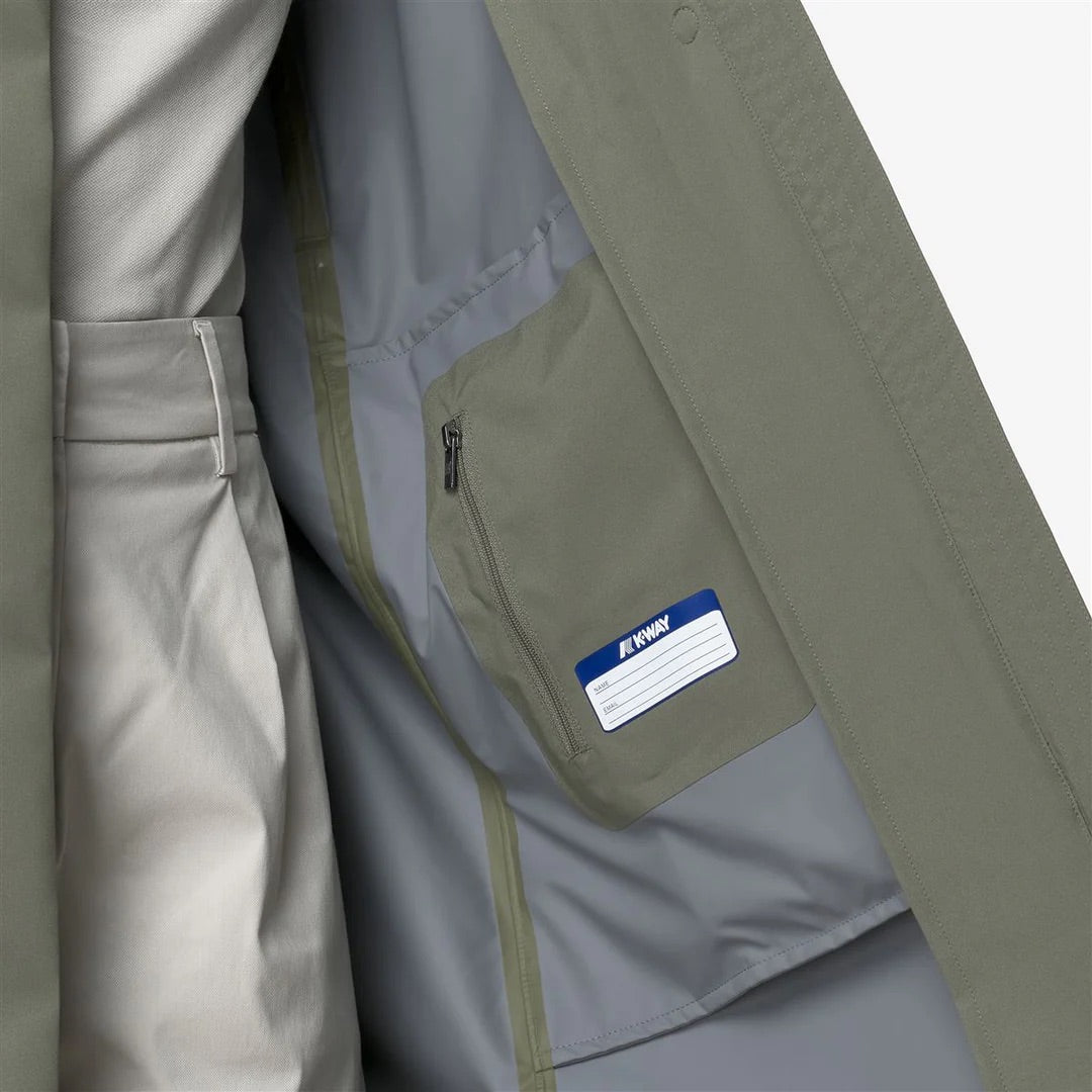 K-Way Barbra Stretch green lichen - Trench technique long femme