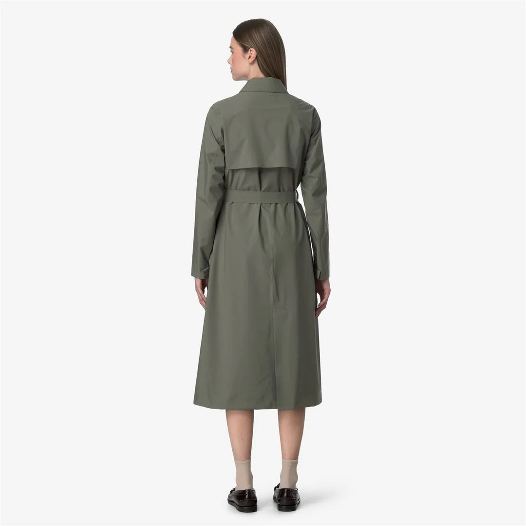 K-Way Barbra Stretch green lichen - Trench technique long femme