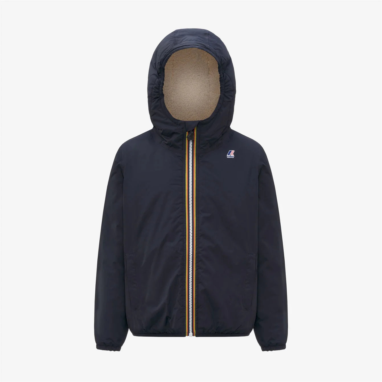 K-Way Enfant Claude Orsetto Bleu Marine Mixte – Veste Imperméable Sherpa, Coupe-Vent, Idéale École & Extérieur
