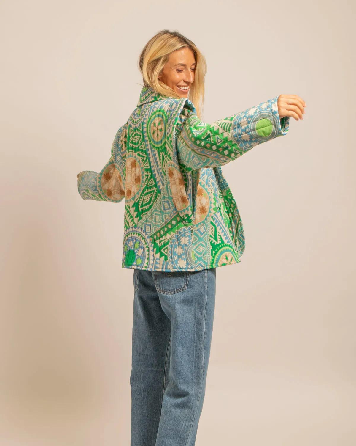 Kimono San Francisco Nazcas vert - Kimono Aokyanos matelassé femme