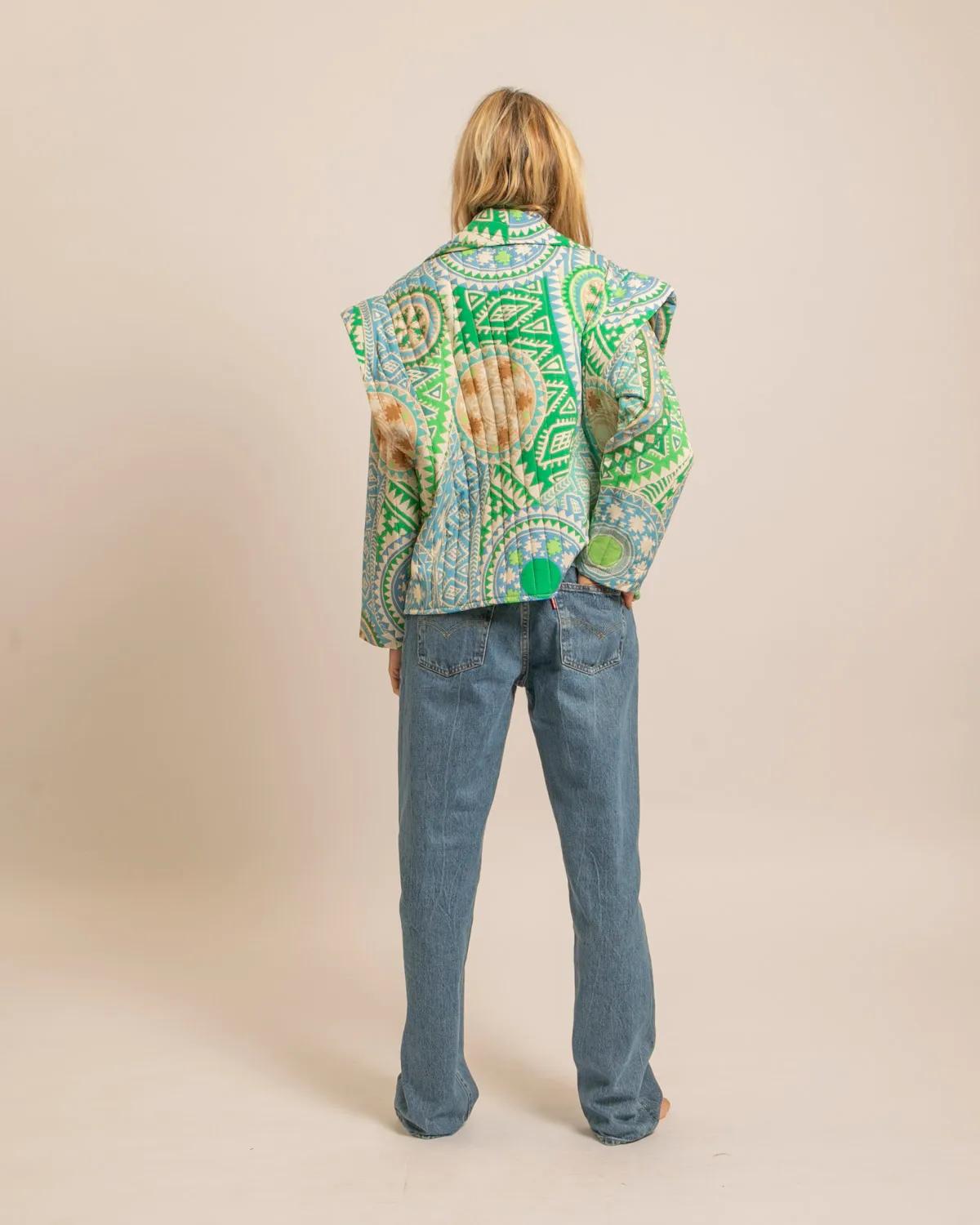 Kimono San Francisco Nazcas vert - Kimono Aokyanos matelassé femme