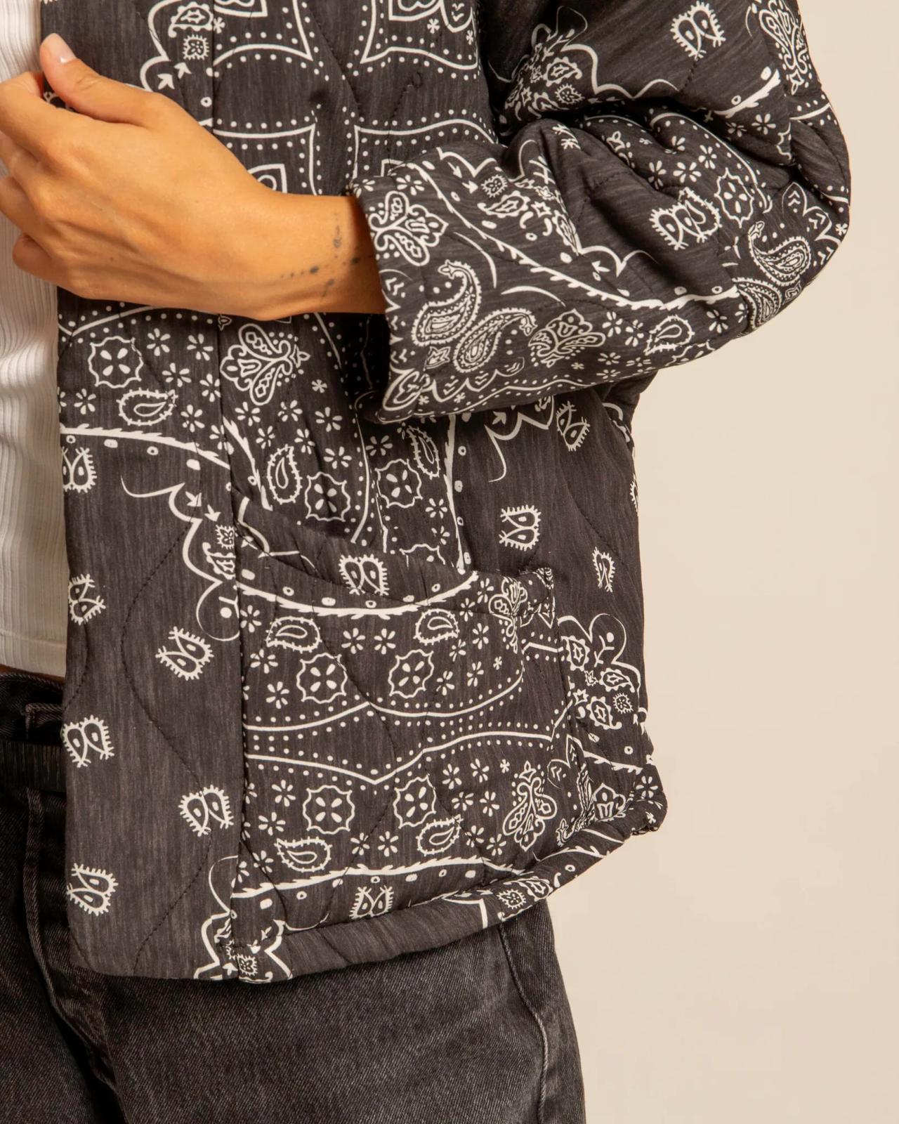 Kimono Chicago anthracite - Kimono bandana femme manches longues fabrication italienne