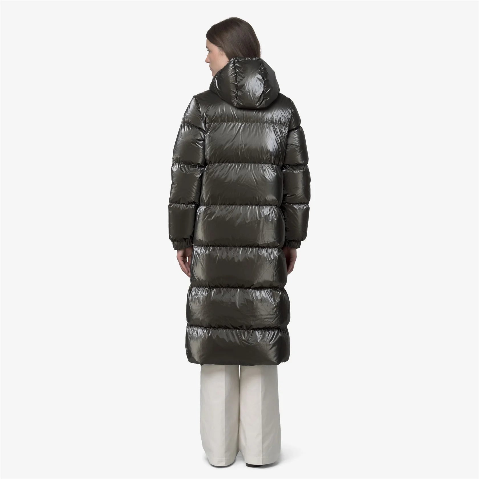 K-Way Doudoune Longue Femme Ruenne Thermo Pearly – Black Olive Combo | Imperméable, Chaud, Hiver, Durable