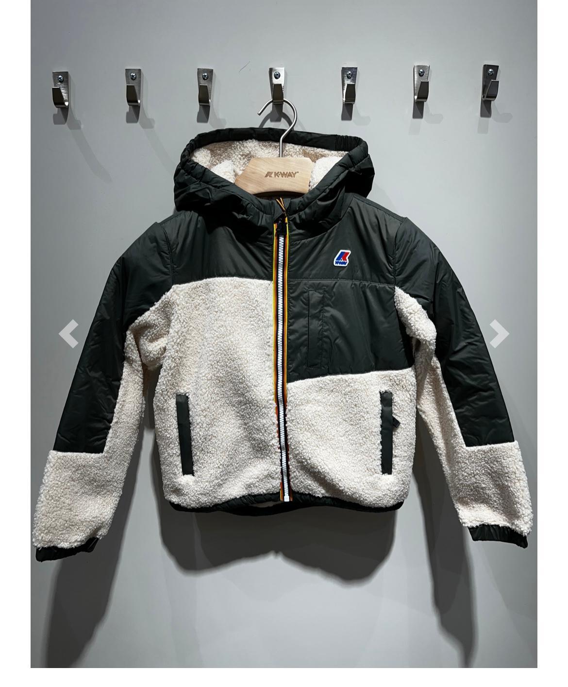 K-Way Orsetto Neige Enfant Imperméable Bicolore Kaki Beige | Veste Coupe-Vent Sherpa Mixte École