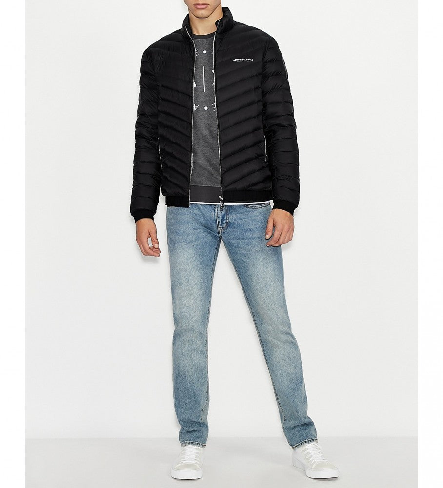 Doudoune Homme Armani Exchange Noir - Manteau Puffer Imperméable, Hiver, Confort Premium