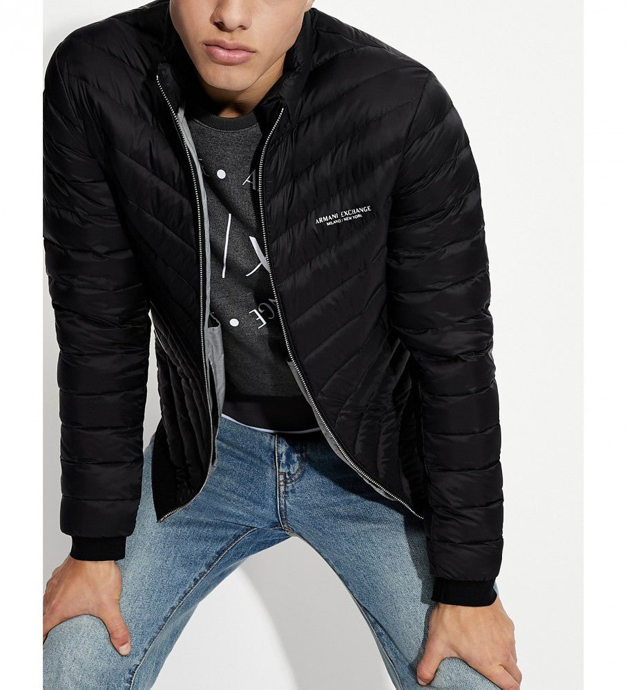 Doudoune Homme Armani Exchange Noir - Manteau Puffer Imperméable, Hiver, Confort Premium