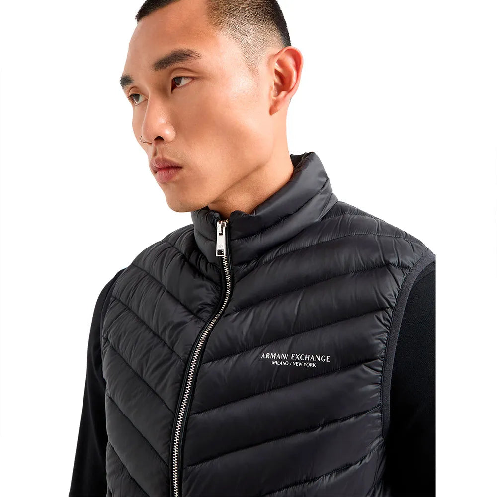 Doudoune sans Manches Homme Noir – Armani Exchange | Gilet Paquetable mi-saison