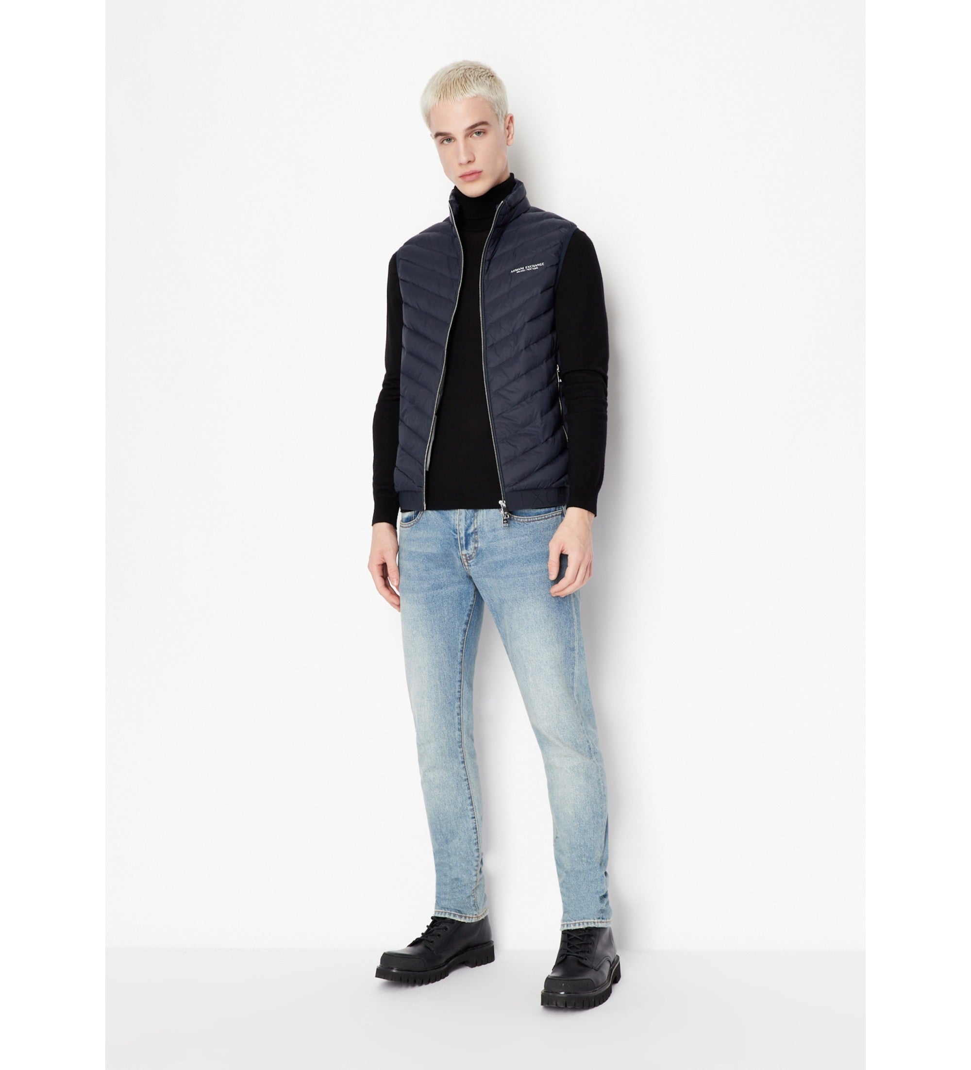Doudoune sans Manches Homme Bleu Marine – Armani Exchange | Gilet Paquetable mi-saison