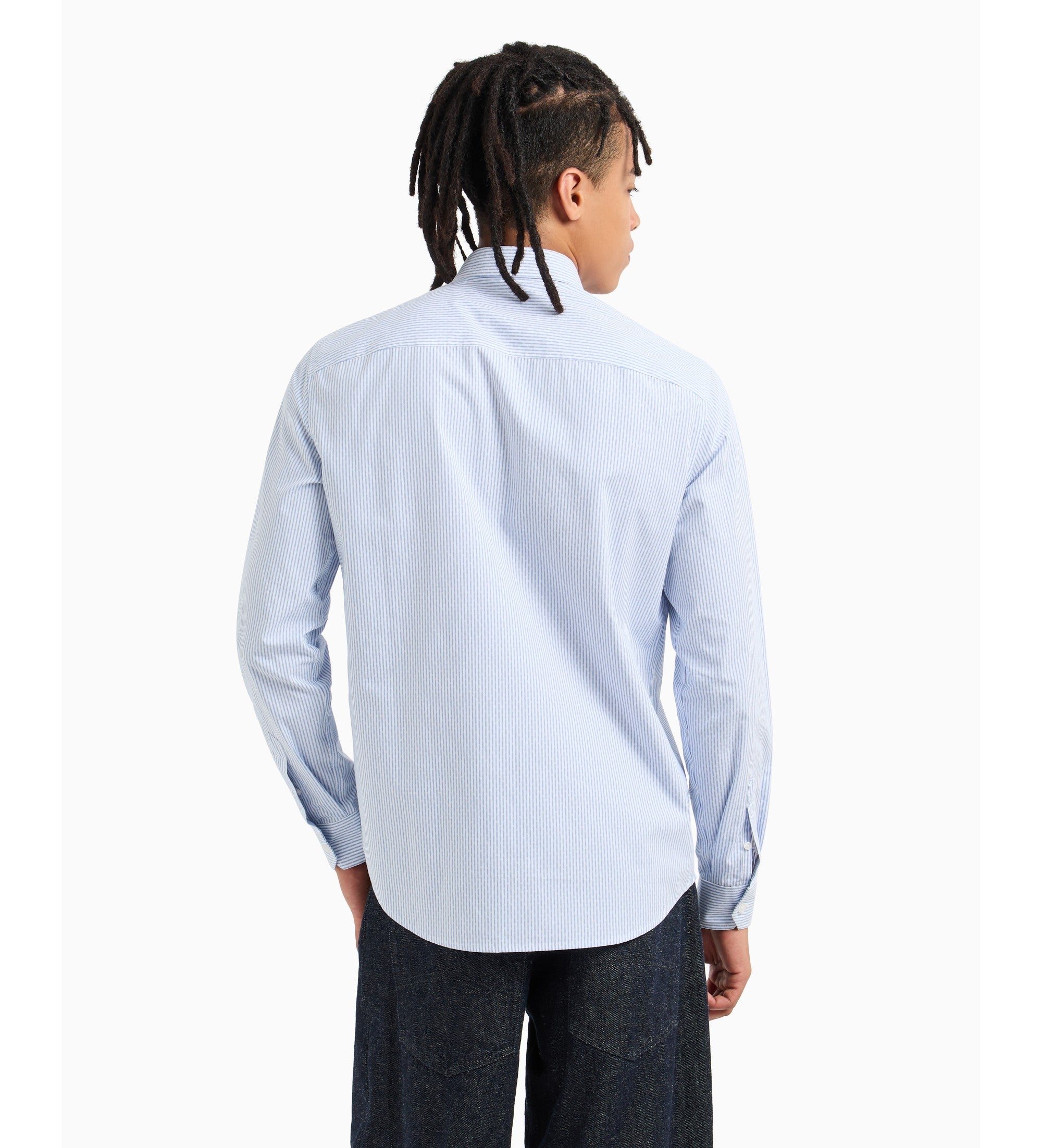 Chemise homme rayée bleu/blanc en coton Armani Exchange – élégance urbaine, confort business, respirante
