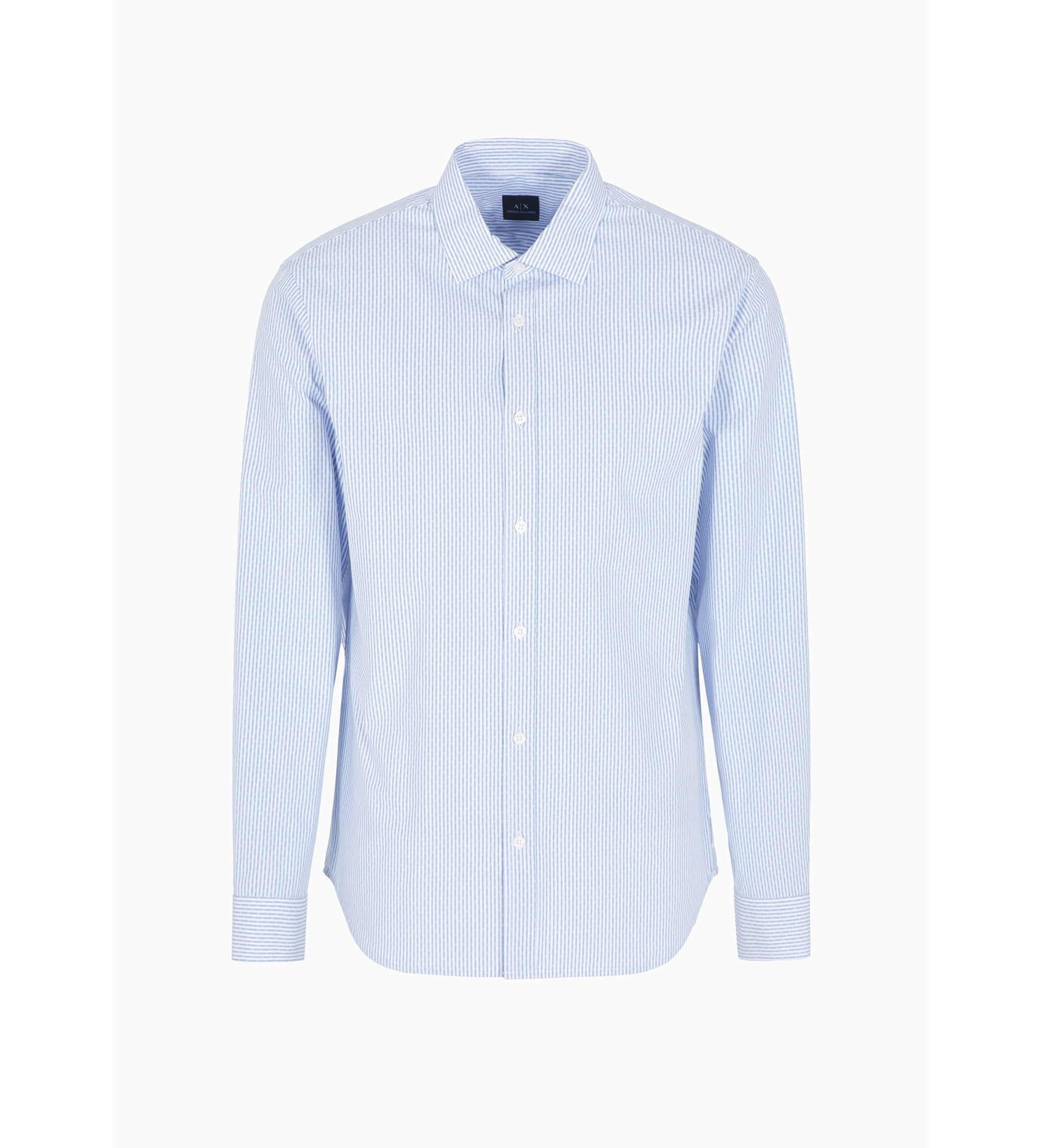 Chemise homme rayée bleu/blanc en coton Armani Exchange – élégance urbaine, confort business, respirante