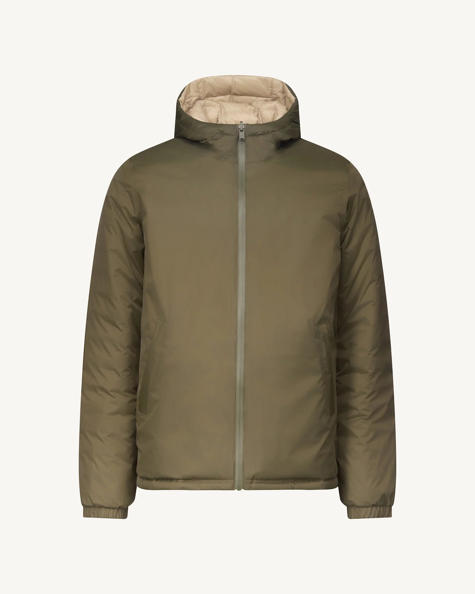 Jott Doudoune Bergen Réversible Homme Vert Army et beige – Manteau Légère, Imperméable & Tendance | Urban Chic Boutiques