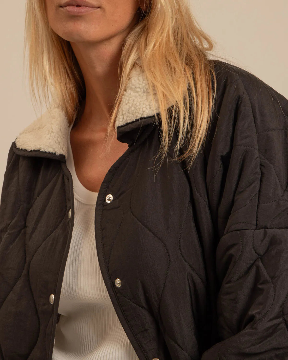 Veste Colombus Femme Noir Sherpa – Blouson Hiver Aokyanos Chaud et Confortable