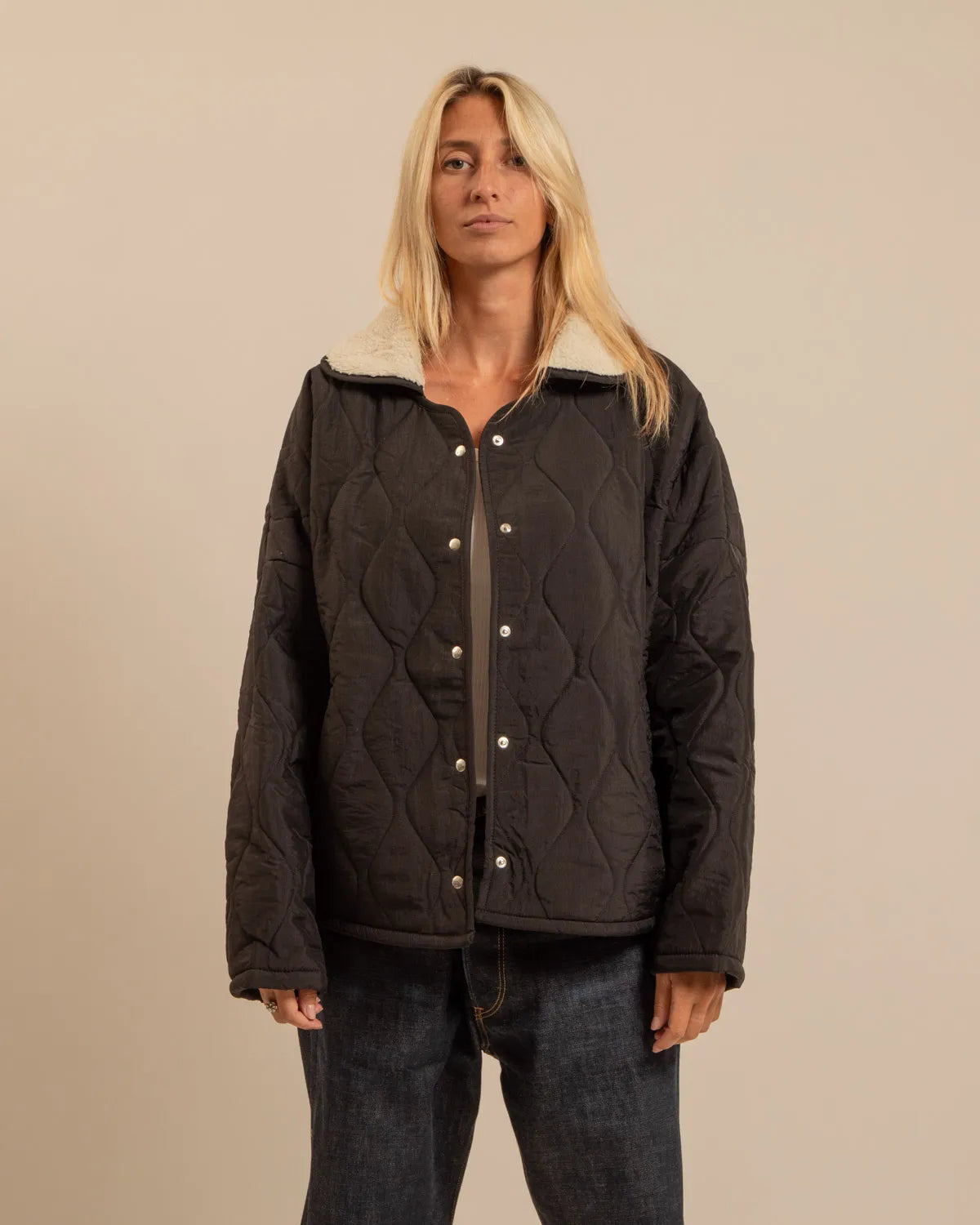 Veste Colombus Femme Noir Sherpa – Blouson Hiver Aokyanos Chaud et Confortable