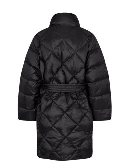 Doudoune longue femme Mos Mosh noire ceinturée – manteau hiver élégant, chaud
