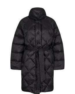 Doudoune longue femme Mos Mosh noire ceinturée – manteau hiver élégant, chaud