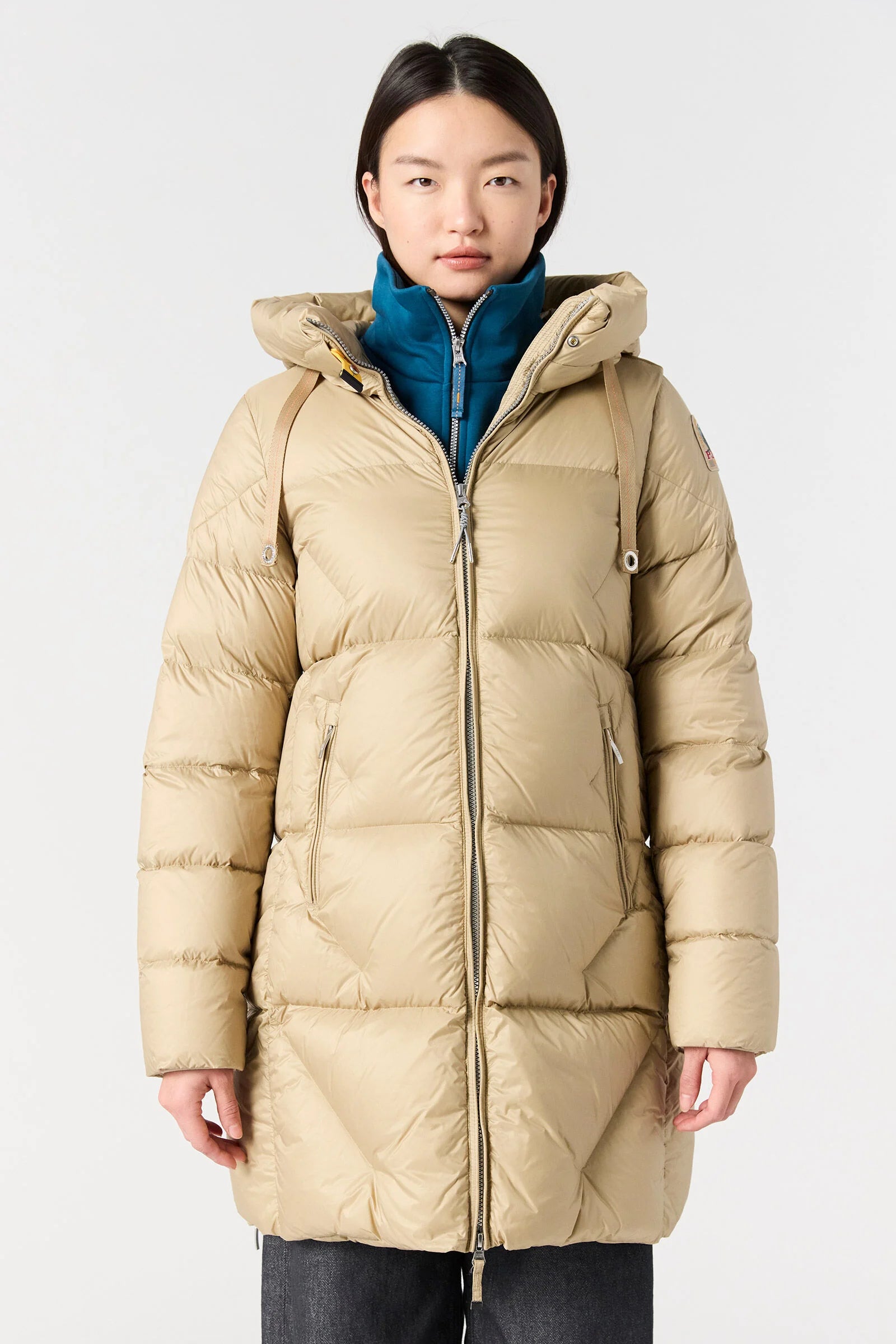 Doudoune Femme Parajumpers Janet Sun Kissed – Manteau Grand Froid, Beige, Capuche, Confort Hiver