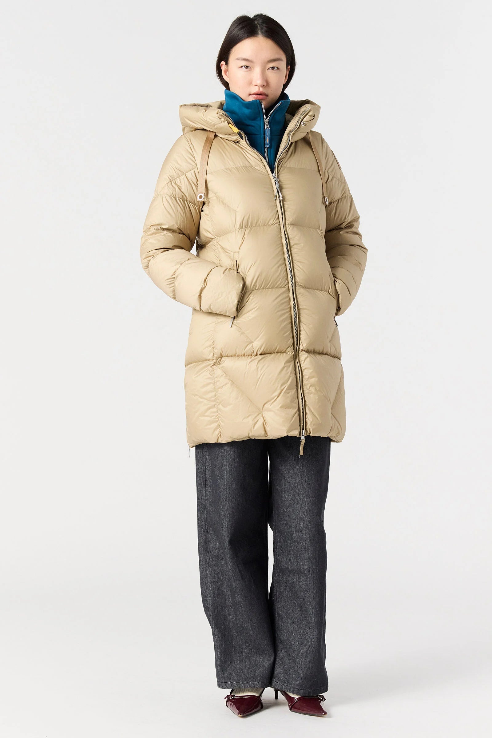 Doudoune Femme Parajumpers Janet Sun Kissed – Manteau Grand Froid, Beige, Capuche, Confort Hiver