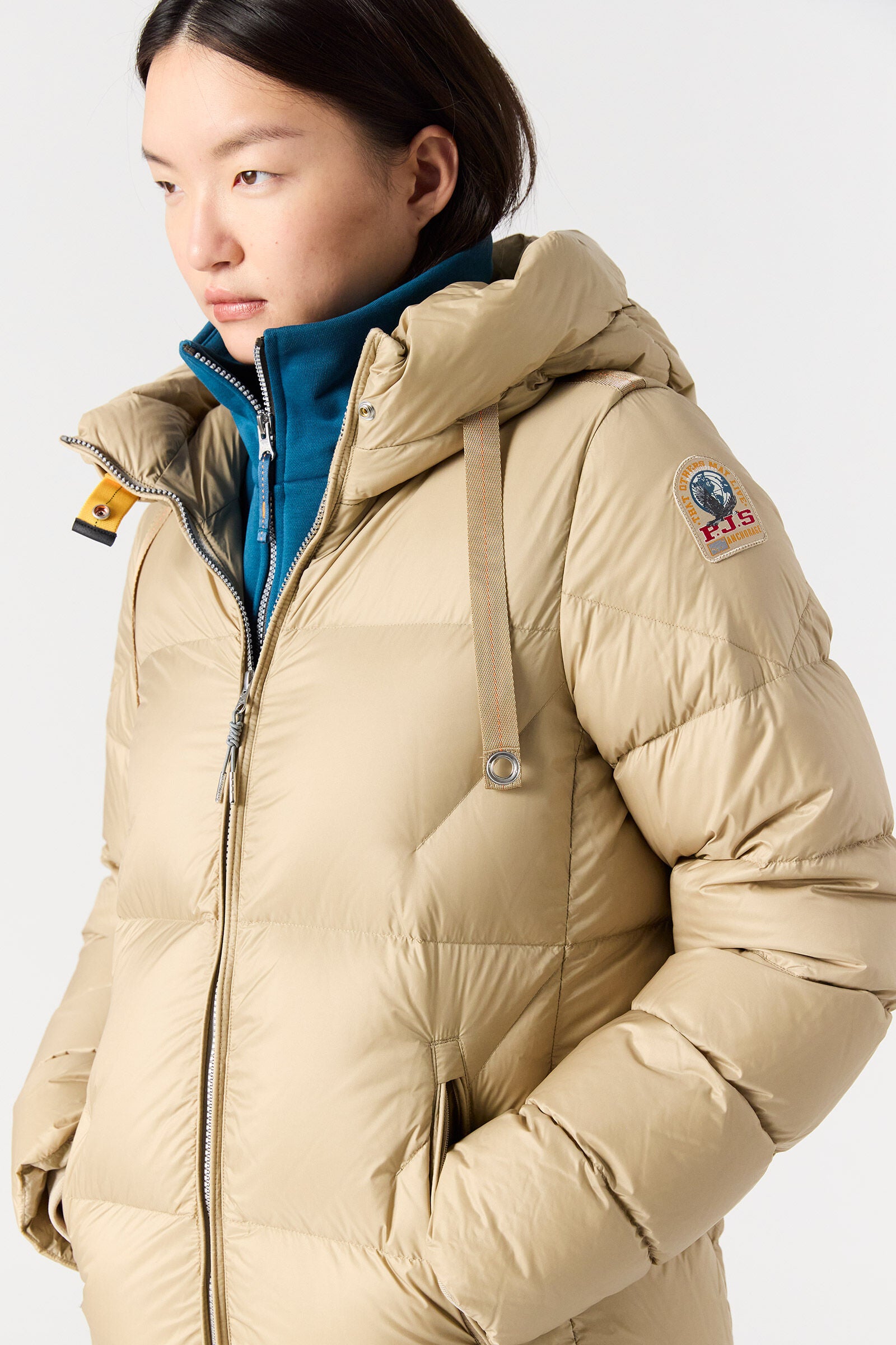 Doudoune Femme Parajumpers Janet Sun Kissed – Manteau Grand Froid, Beige, Capuche, Confort Hiver