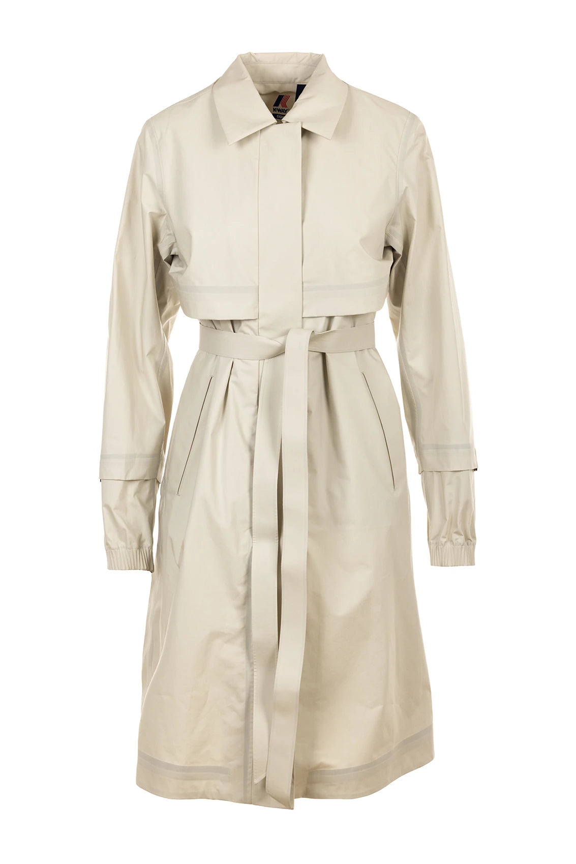 K-Way Trench Femme Jesy 3L Poplin Beige LT – Imperméable Élégant, Respirant, Automne/Hiver