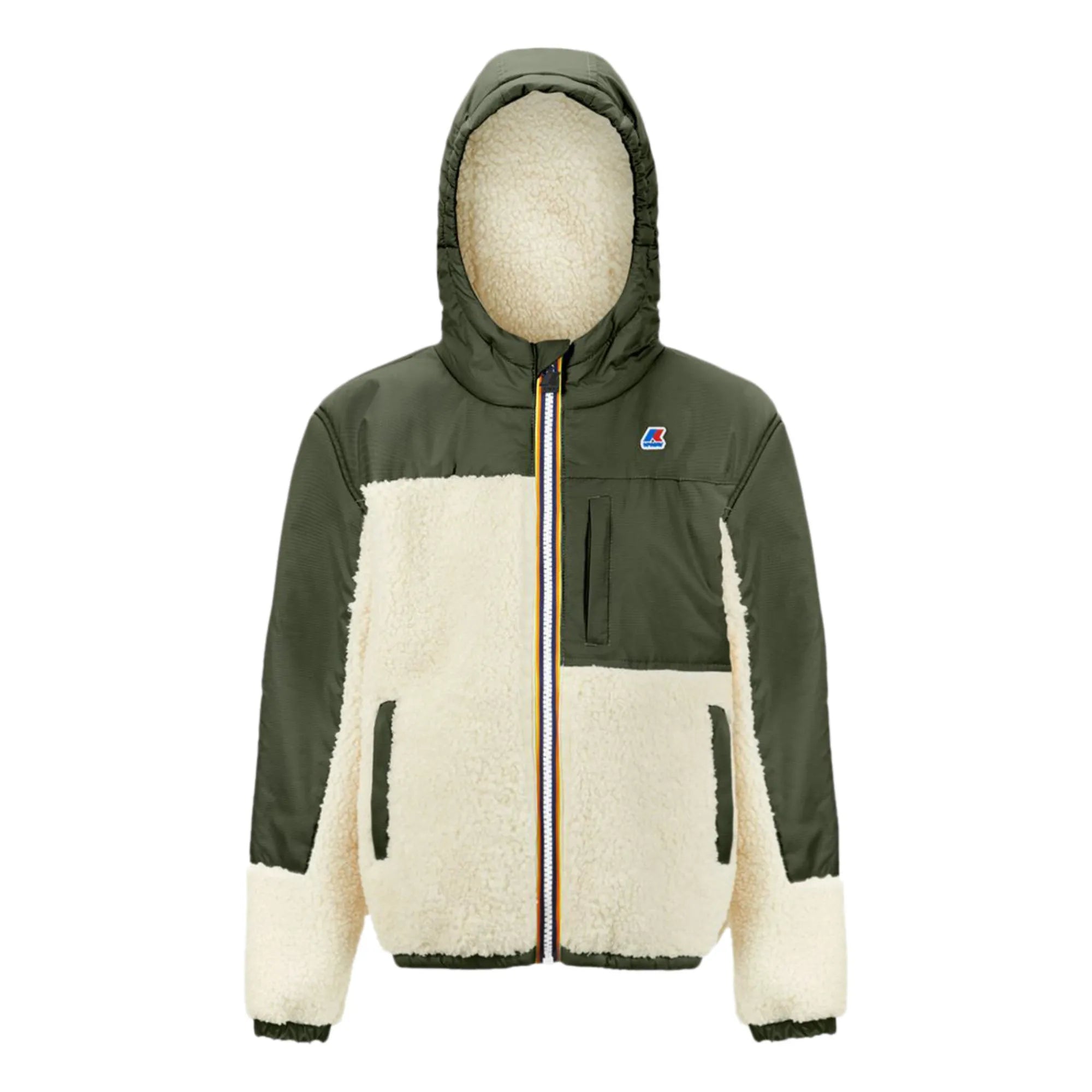 K-Way Enfant Neige Orsetto Kaki – Veste Imperméable Chaude Mixte Hiver Sherpa Garçon Fille