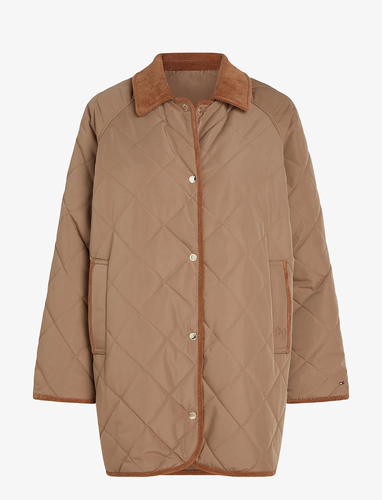 Veste réversible Tommy Hilfiger femme – Manteau quilted brun mi-saison, confortable et durable