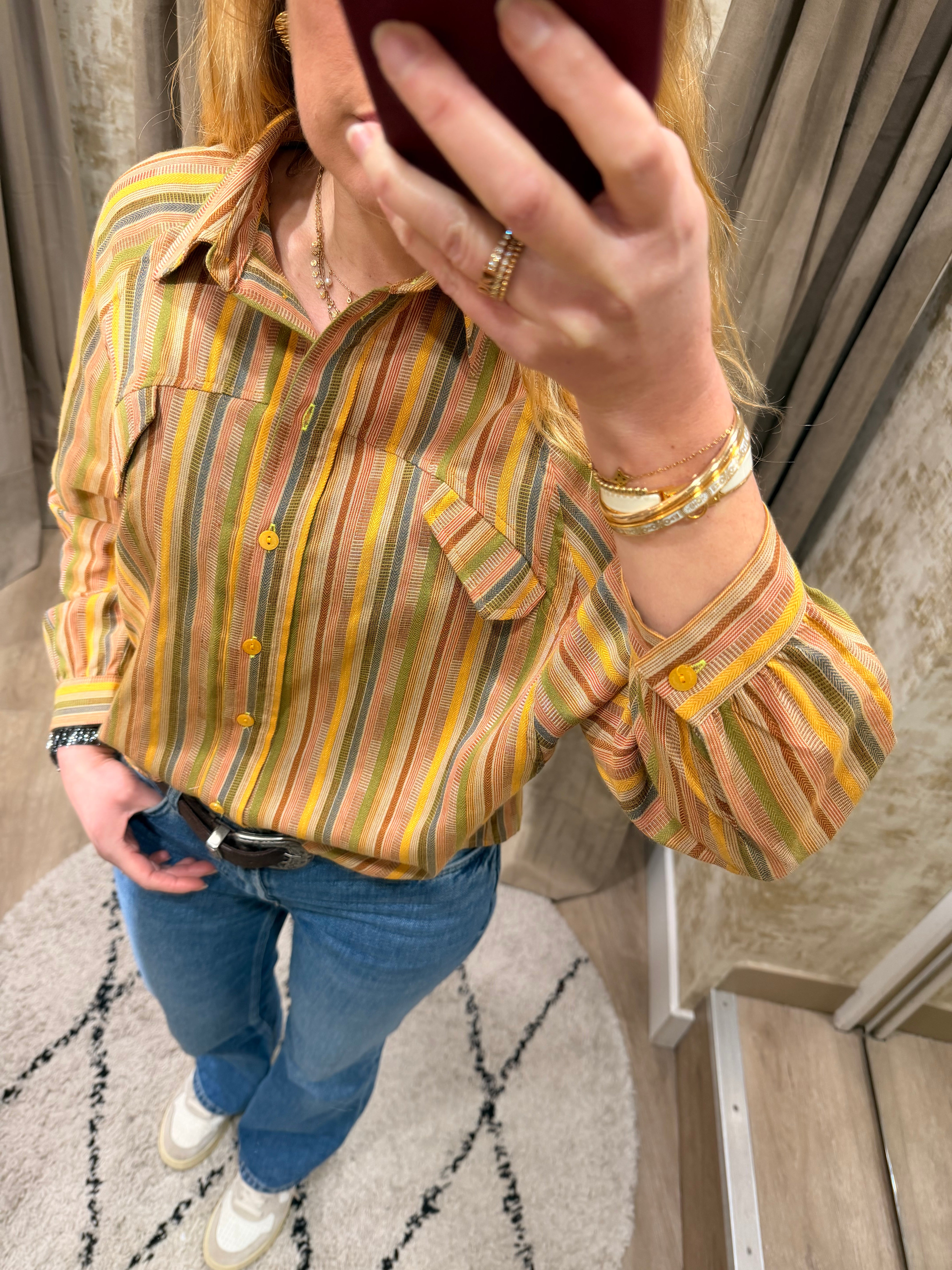 Chemise western femme rayures multicolores style bohème chic – Adoré Paris