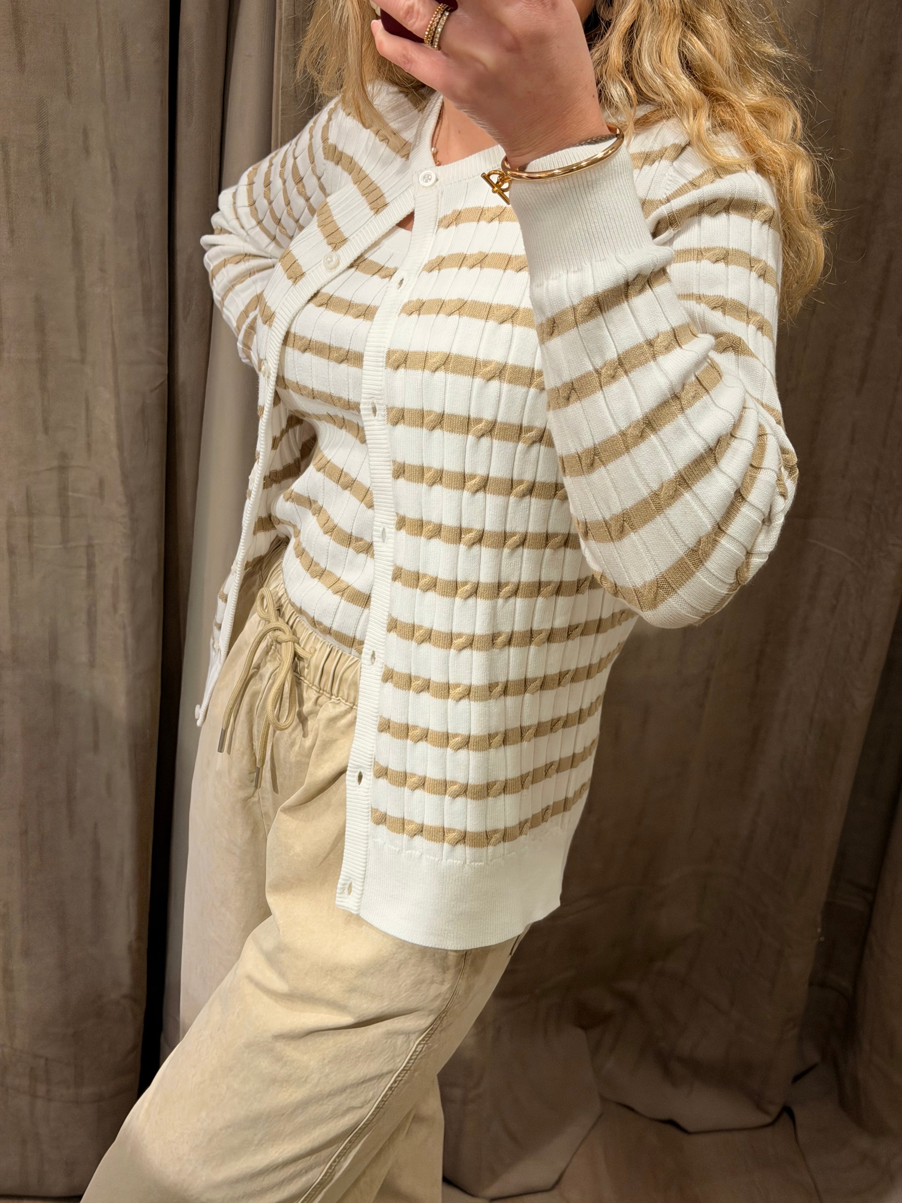 Cardigan en maille torsadée à rayures femme – Gant