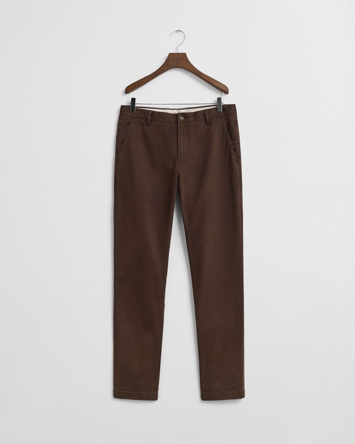 Chino homme marron coupe élégante en coton stretch - Gant