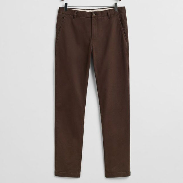 Chino homme marron coupe élégante en coton stretch - Gant