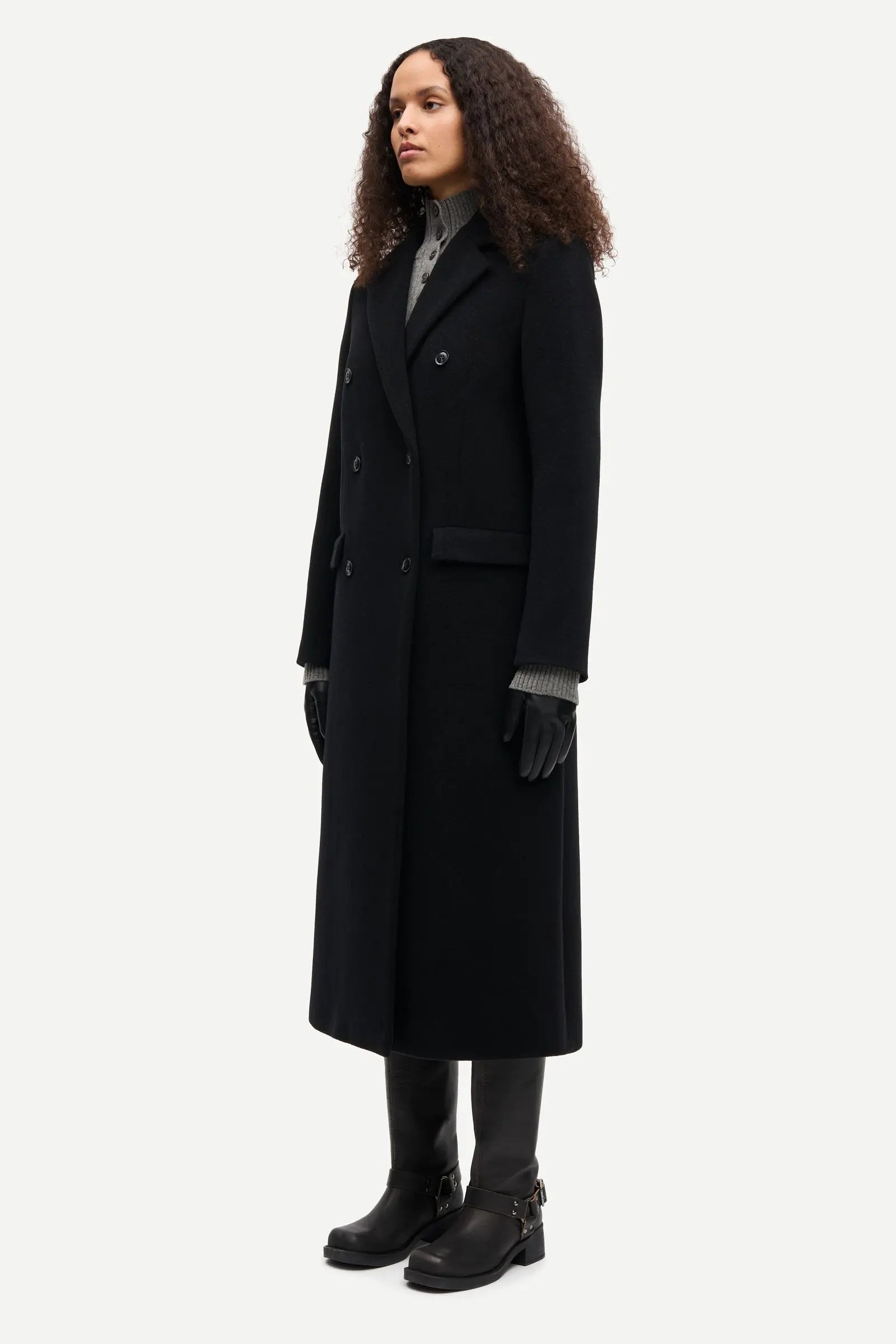 Manteau Falcon Noir Samsoe Samsoe Femme 