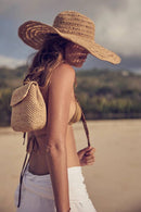 Mini-sac Zaz raphia naturel - Mini-sac artisanal femme à rabat fait main Madagascar