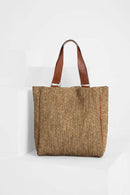 Cabas Toteman dark tea - Cabas mixte raphia naturel fait main Madagascar