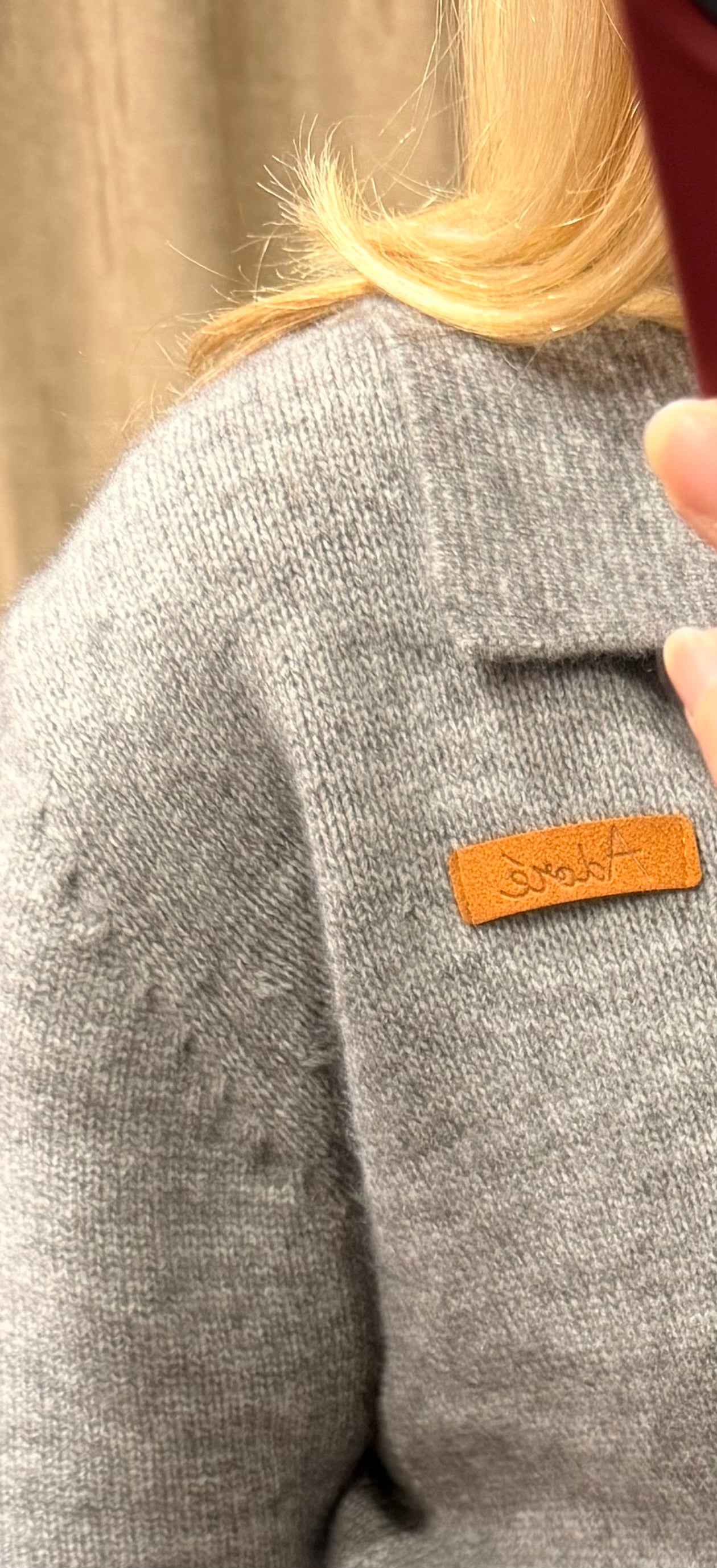 Gilet chemise femme Sorya bi-matière rouge, gris ou marine - Adoré Paris