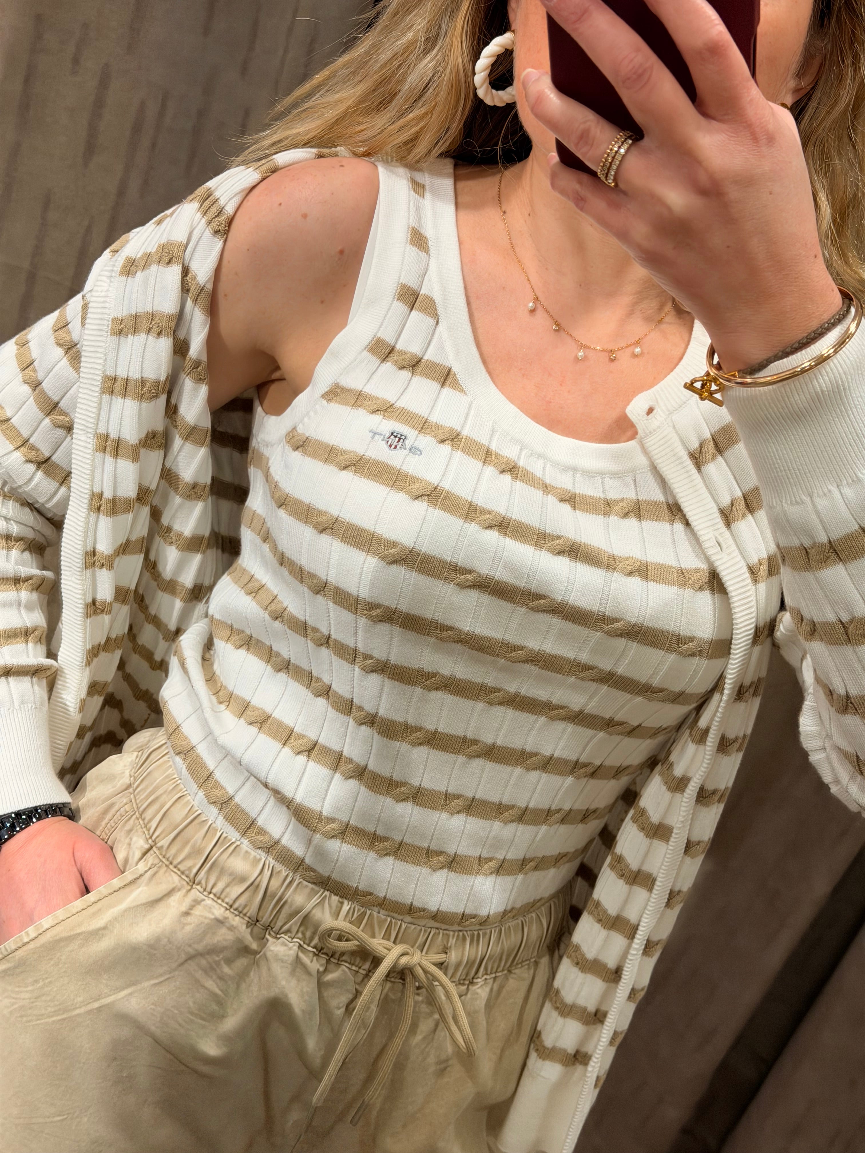 Débardeur en maille torsadée à rayures femme élégant et intemporel – Gant