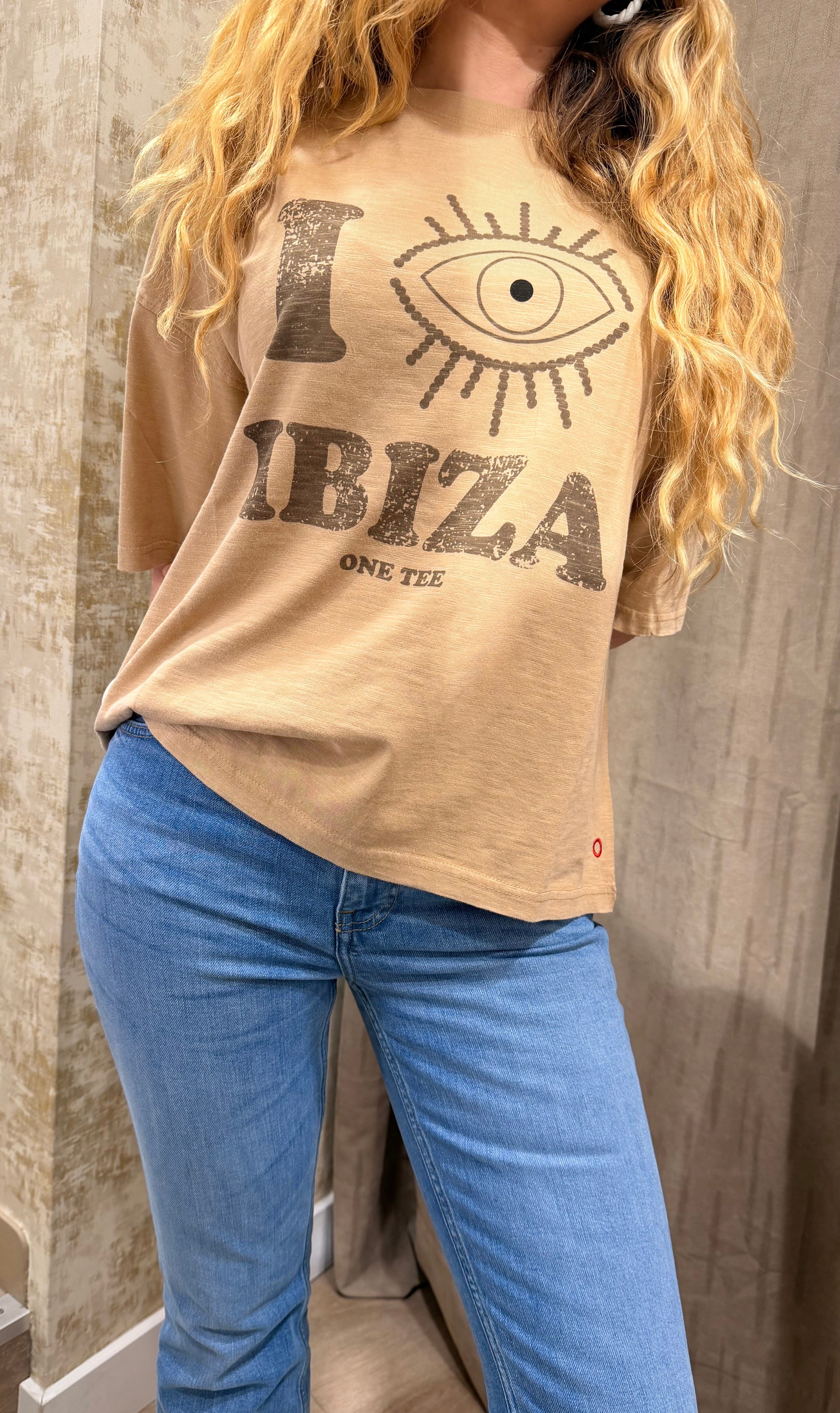 T-shirt CLARA oversize en coton avec print Ibiza et broderie - ONE TEE