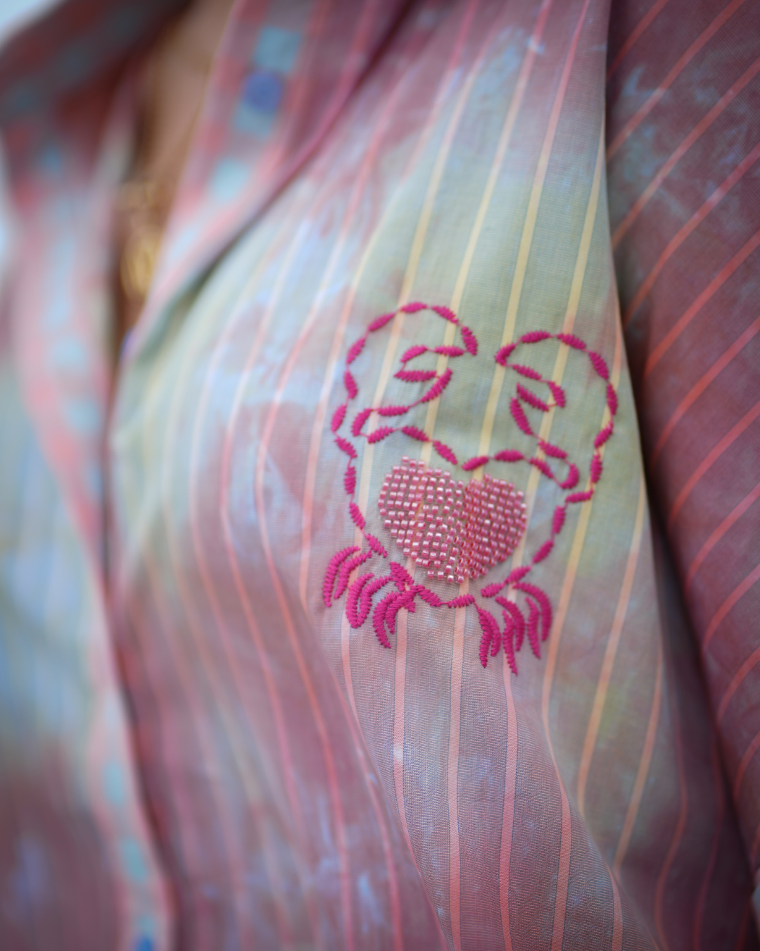 Robe courte à rayures rose orangé Ylone tie and dye pastel - Adoré Paris