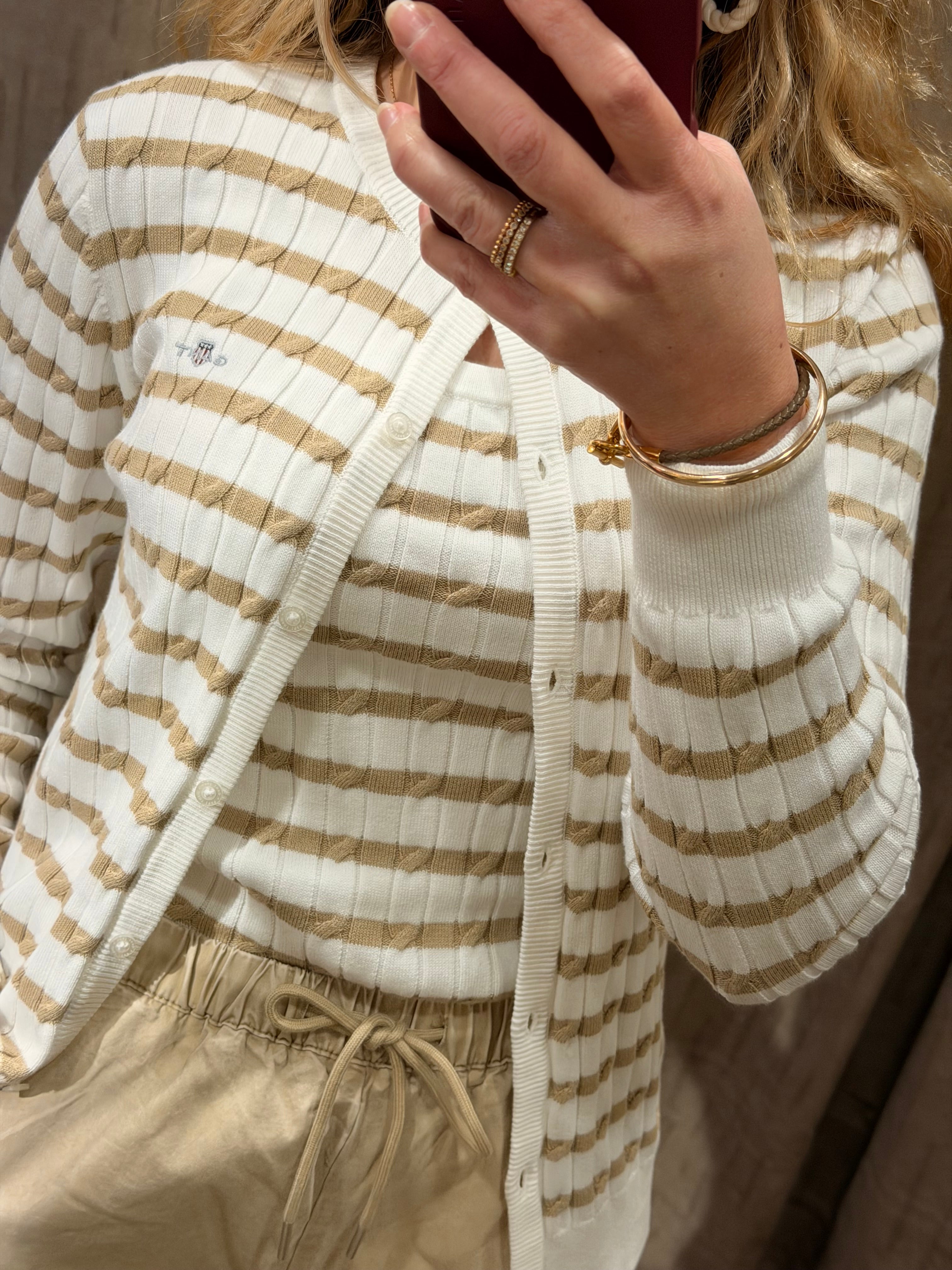 Cardigan en maille torsadée à rayures femme – Gant