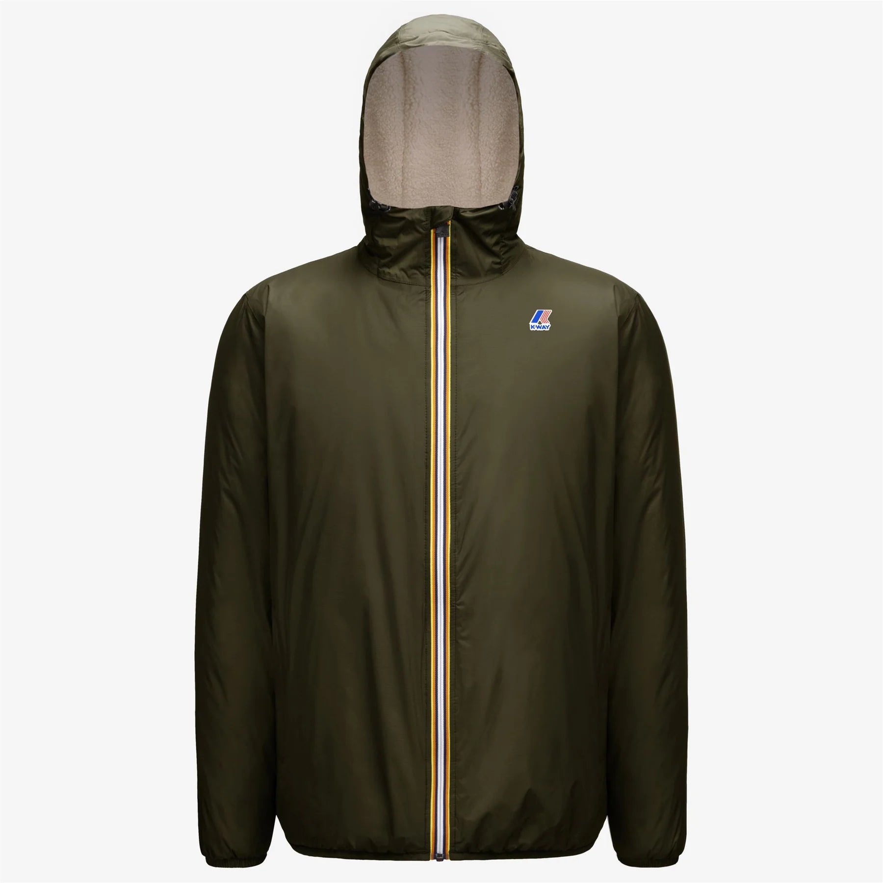 Le Vrai 3.0 Claude Orsetto Green Blackish - Veste courte unisexe doublée en Sherpa K-Way