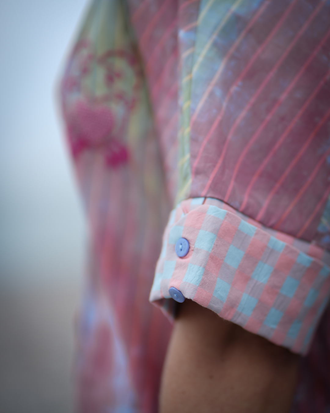 Robe courte à rayures rose orangé Ylone tie and dye pastel - Adoré Paris
