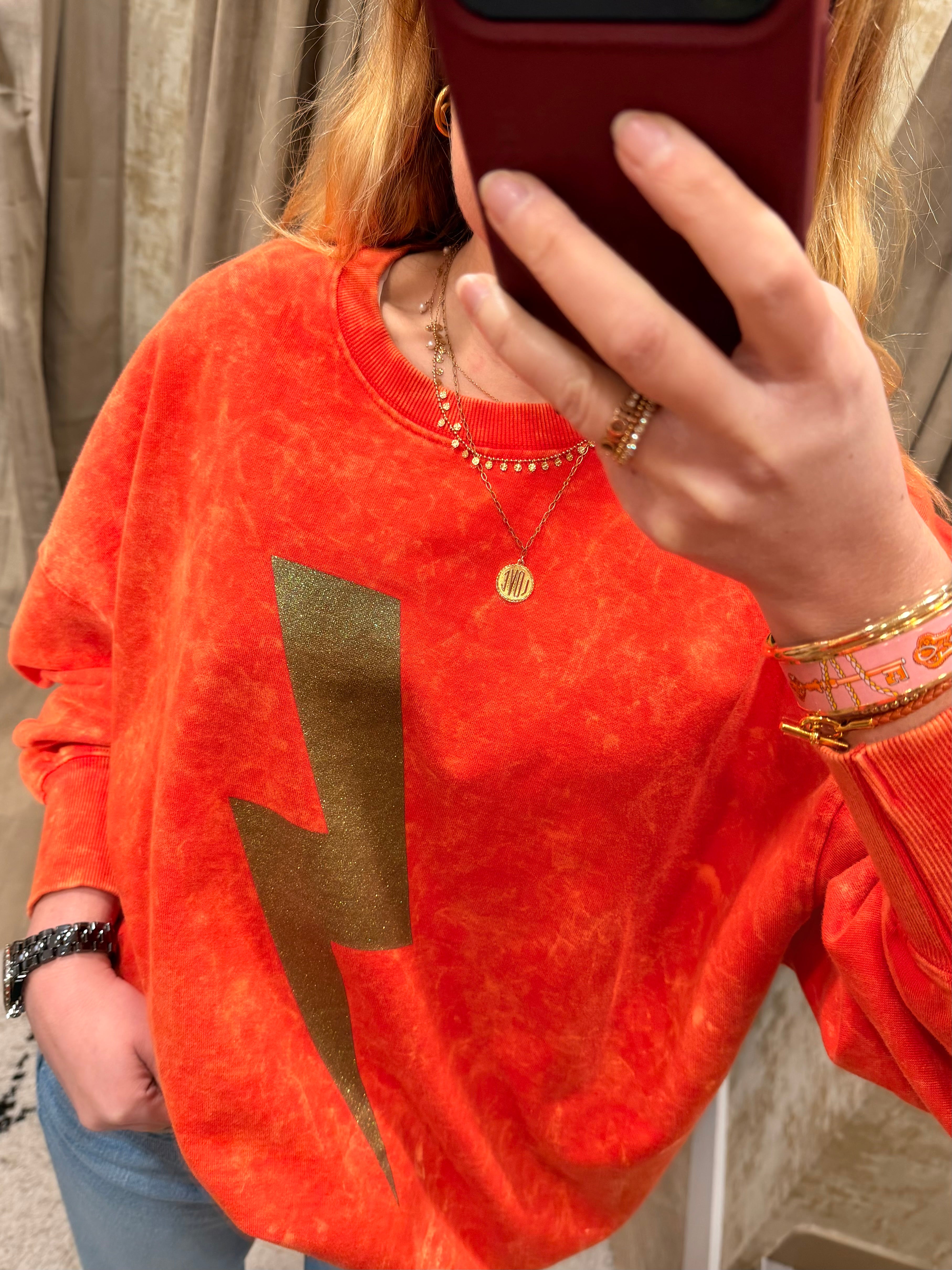 Sweat ANGIE en coton avec motif éclair – Sweat tendance femme confortable – One Tee